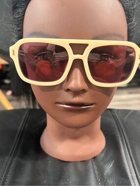 I-Sea Cream Frame with pink Lenses Women's Sunglasses
